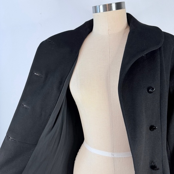 Vintage Ransohoffs 60s Black Wool Princess Coat Frog Closure Jacket XS S - Picture 10 of 13